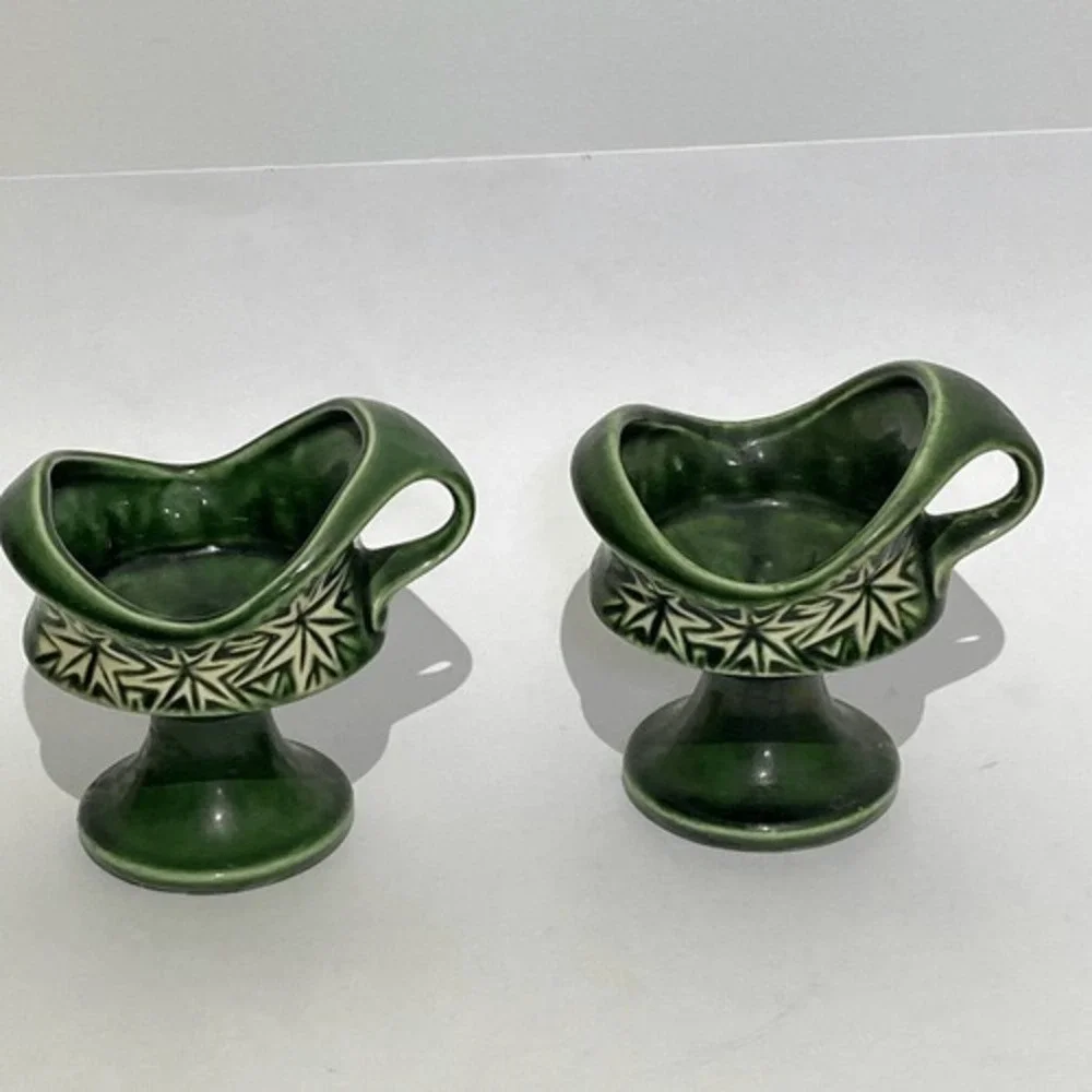 2 pc. Mccoy MCP-20-USA Pottery Starburst Pedestal Candle Holder 1968